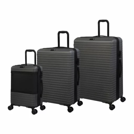 Attuned - 3pc Set (Charcoal) -UK Suitcase Sales Shop 32772 UK16 2620 08CharcoalgreySSFrontpanel