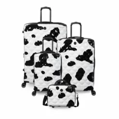 IT Luggage Indulging - Large (Moo Cow Print) -UK Suitcase Sales Shop 33198 UK16 3039A08Moocowblack whiterepeatprintSSFrontpaneldirectlyset6 eb4dfe14 8648 4fbb 9655 11e6e3991b7b