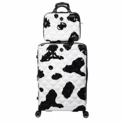 IT Luggage Indulging - 4pc Set (Moo Cow Print) -UK Suitcase Sales Shop 33198 UK16 3039A08 16 3039A15Moocowblack whiterepeatprintSSFrontpanel25in