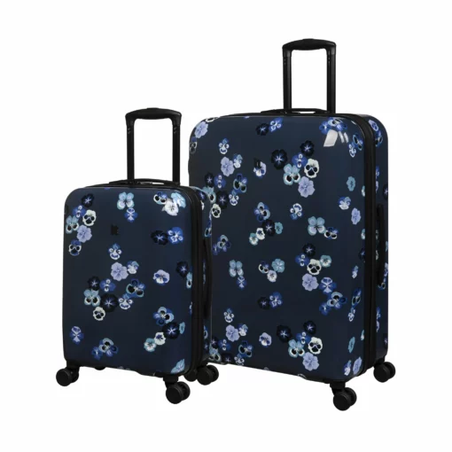 IT Luggage Sheen - 2pc Set (Pansies Floral Blue Depths) -UK Suitcase Sales Shop 61665 US16 2269C08PansiesfloralbluedepthsP723SSFrontpanel