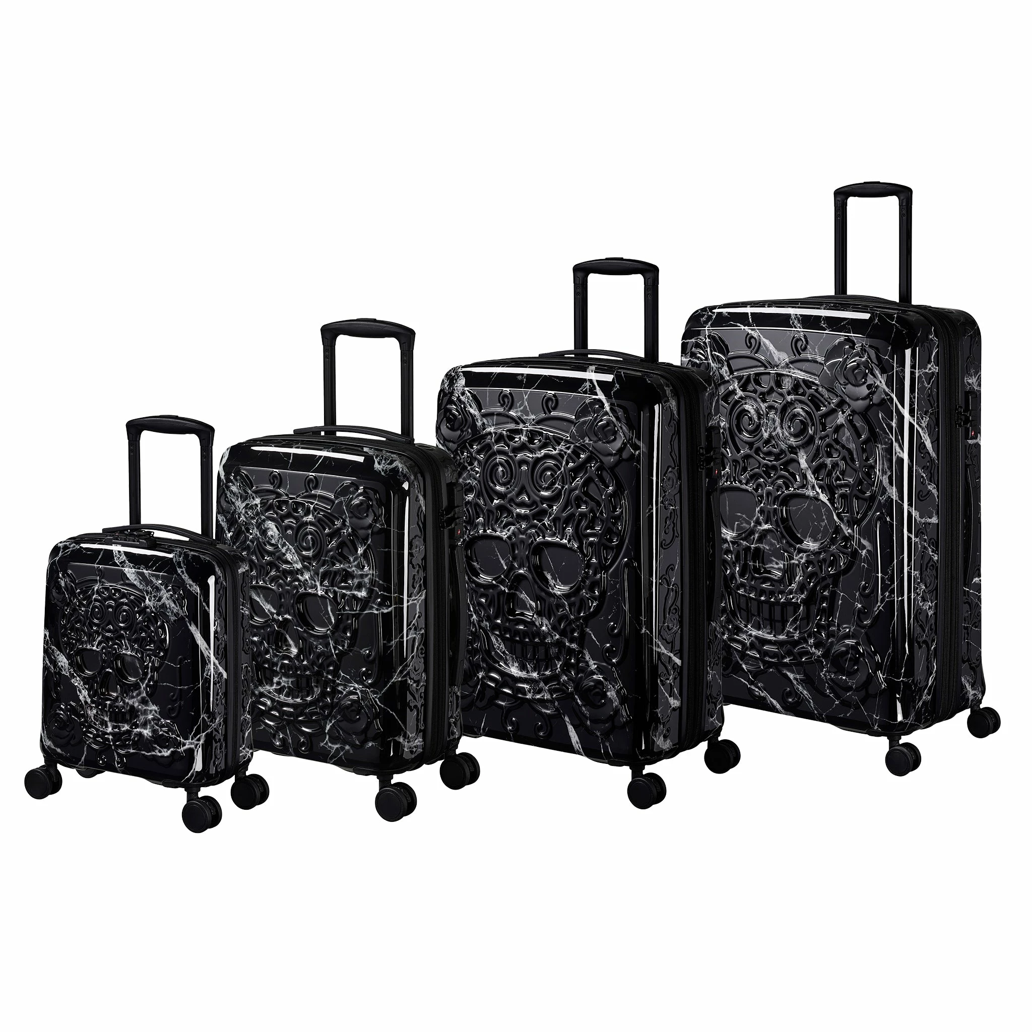 IT Luggage Candy Calavera - 4pc Set (Black Marble) 1 IT Luggage Candy Calavera - 4pc Set (Black Marble)