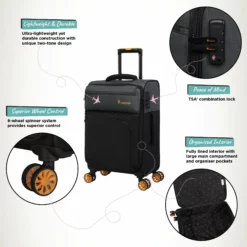 Duo-Tone - Cabin (Pewter & Black) -UK Suitcase Sales Shop Duo Tone Cabin Black Infographic
