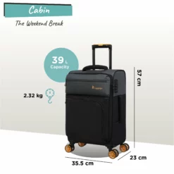 Duo-Tone - Cabin (Pewter & Black) -UK Suitcase Sales Shop Duo Tone Cabin Black dims weights