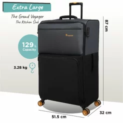 Duo-Tone - Extra Large (Pewter & Black) 19 Duo-Tone - Extra Large (Pewter & Black) -UK Suitcase Sales Shop Duo Tone XLarge Black dims weights