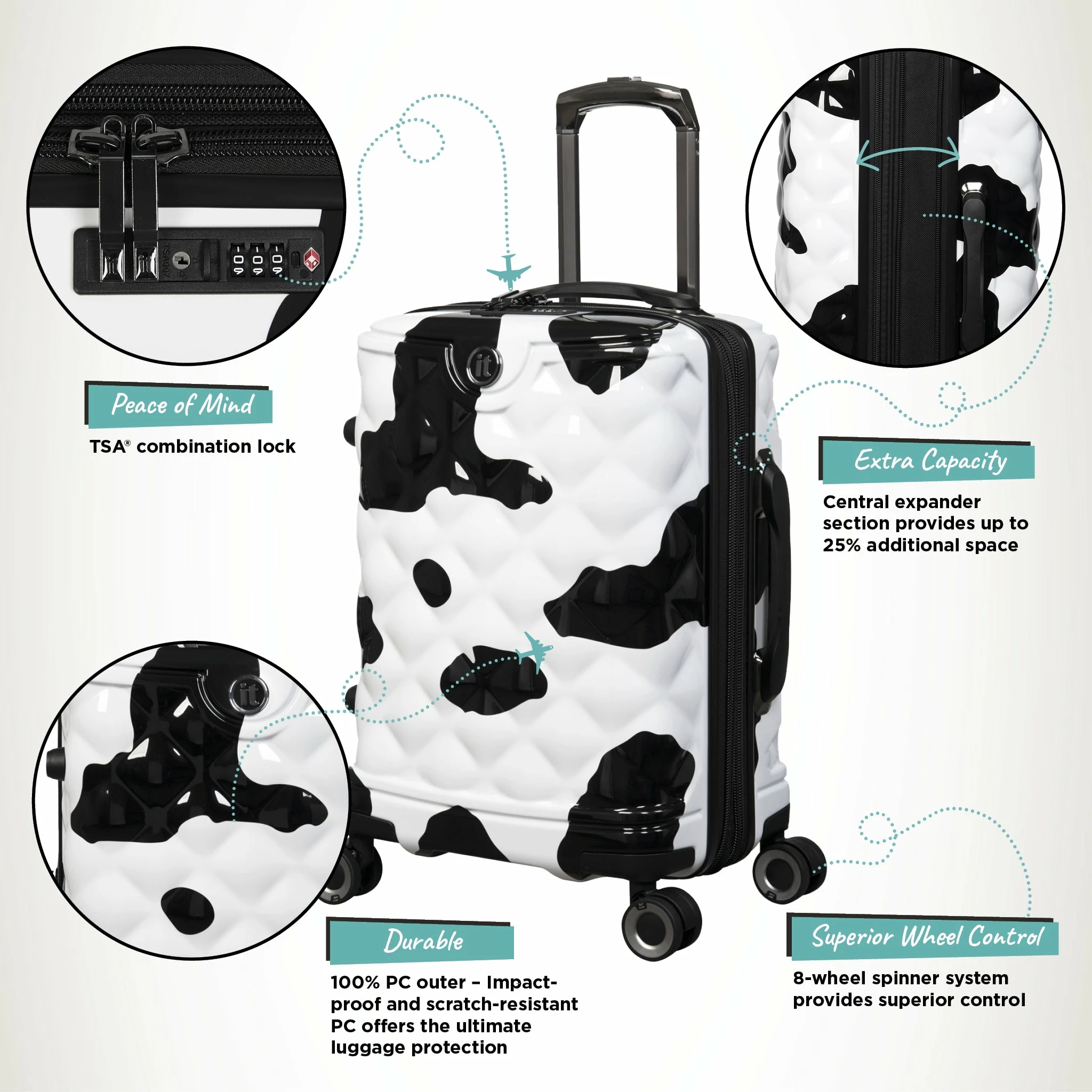 IT Luggage Indulging - Cabin (Moo Cow Print) 16 IT Luggage Indulging - Cabin (Moo Cow Print) - Image 16