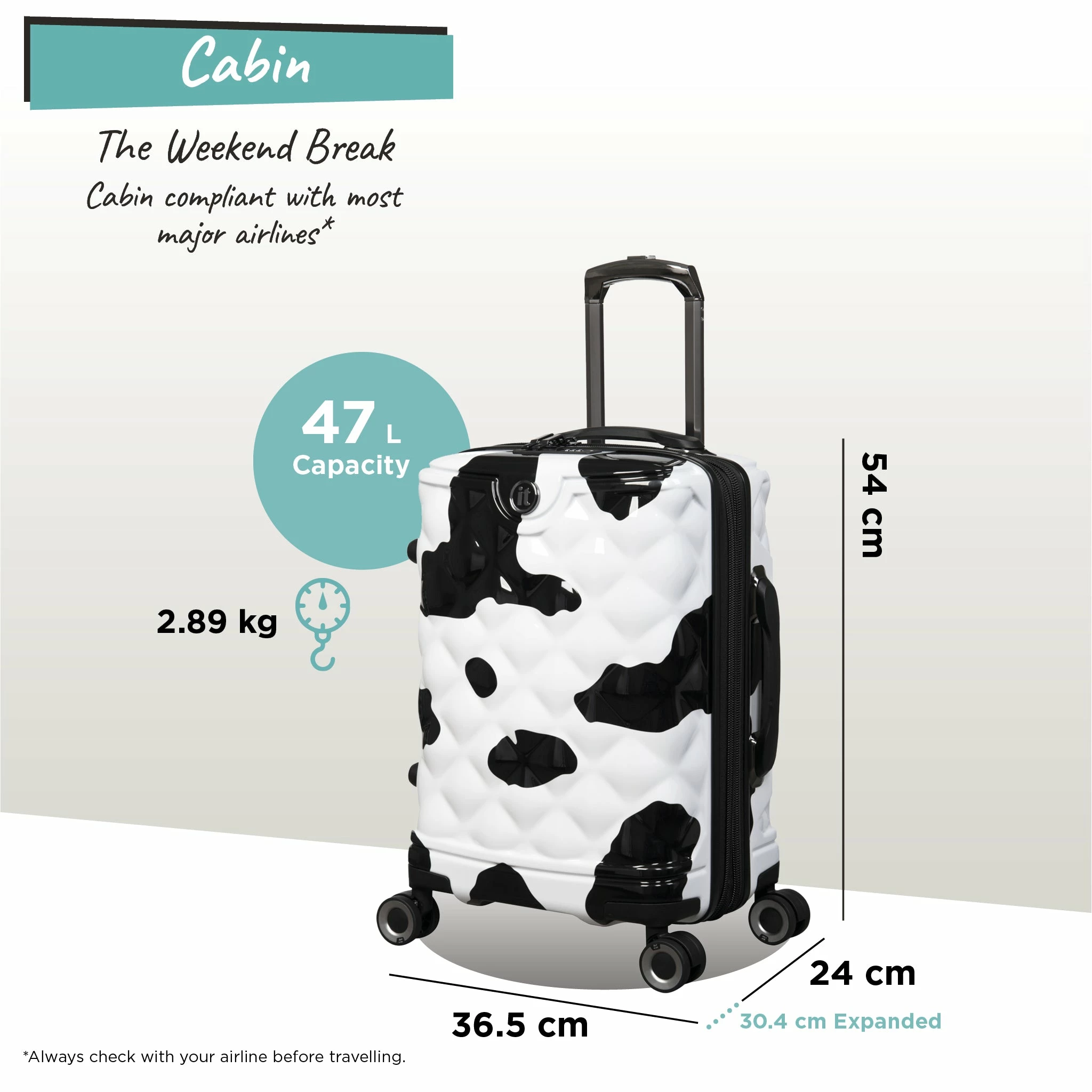 IT Luggage Indulging - Cabin (Moo Cow Print) 2 IT Luggage Indulging - Cabin (Moo Cow Print) - Image 2