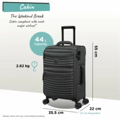 IT Luggage Precursor - Cabin (Charcoal) -UK Suitcase Sales Shop Precursor Cabin Charcoal dims weights