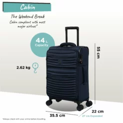 IT Luggage Precursor - Cabin (Dress Blues) -UK Suitcase Sales Shop Precursor Cabin blue dims weights