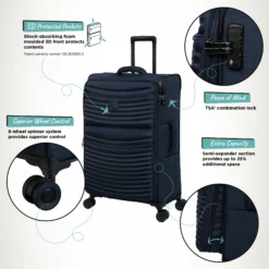 IT Luggage Precursor - Medium Plus (Dress Blues) -UK Suitcase Sales Shop Precursor Med Blue Infographic