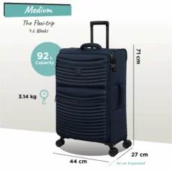 IT Luggage Precursor - Medium Plus (Dress Blues) -UK Suitcase Sales Shop Precursor Med blue dims weights