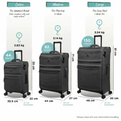 IT Luggage Precursor - Cabin (Charcoal) -UK Suitcase Sales Shop Precursor set Charcoal dims weights
