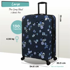 IT Luggage Sheen - 2pc Set (Pansies Floral Blue Depths) 19 IT Luggage Sheen - 2pc Set (Pansies Floral Blue Depths) -UK Suitcase Sales Shop Sheen Pansies Large dims weights