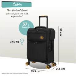 Simultaneous - Cabin (Black) -UK Suitcase Sales Shop Simultaneous Cabin Blk dims weights