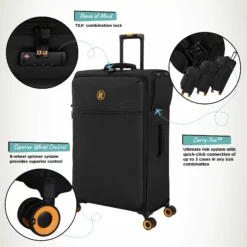 Simultaneous - 3pc Set (Black) -UK Suitcase Sales Shop Simultaneous Large Blk Infographic
