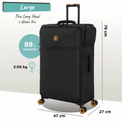 Simultaneous - Large (Black) -UK Suitcase Sales Shop Simultaneous Large Blk dims weights