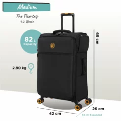 Simultaneous - Medium (Black) 20 Simultaneous - Medium (Black) -UK Suitcase Sales Shop Simultaneous Med Blk dims weights