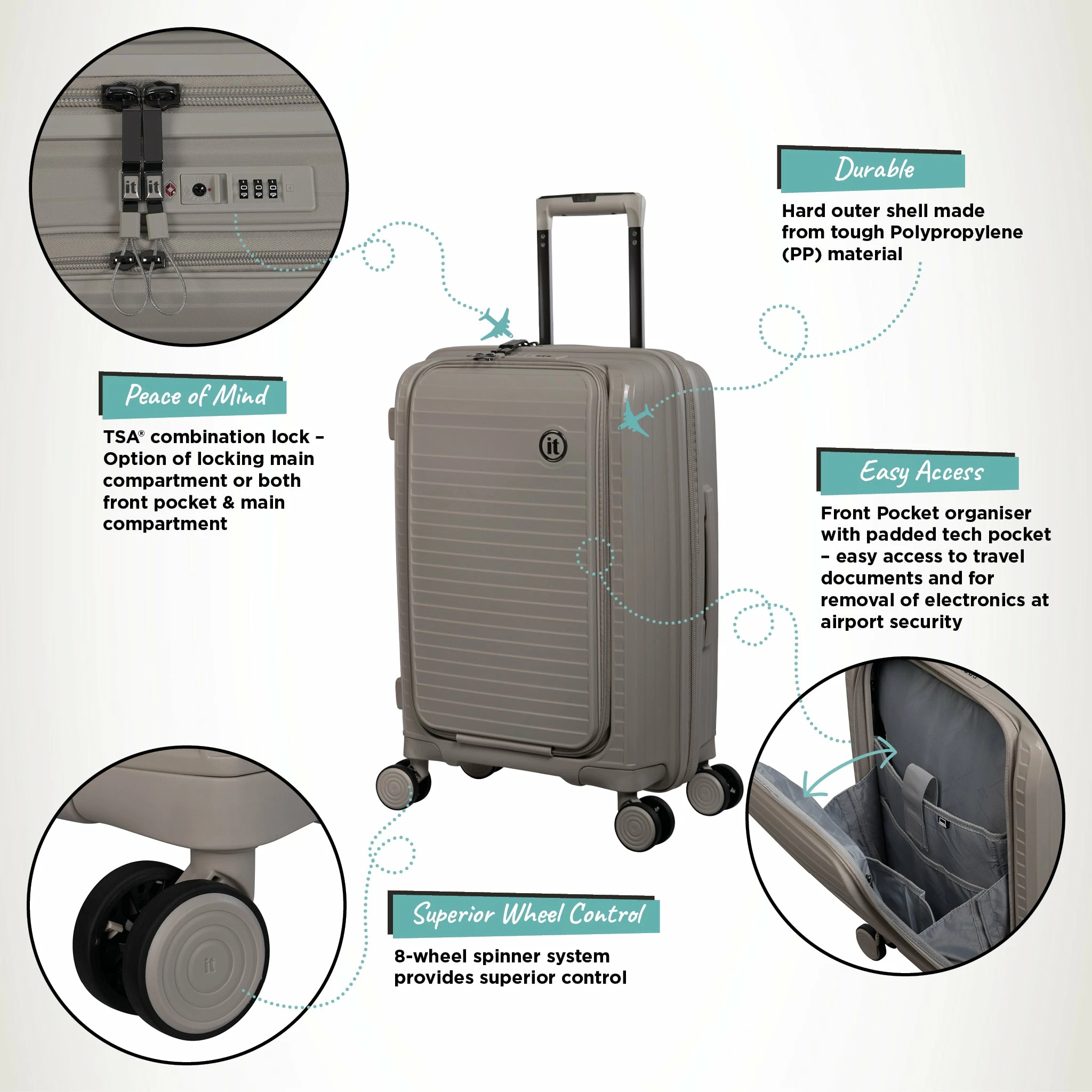 IT Luggage Spontaneous II - Cabin With Pocket (Feather Grey) 3 IT Luggage Spontaneous II - Cabin With Pocket (Feather Grey) - Image 3