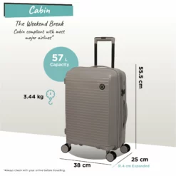 IT Luggage Spontaneous - Cabin (Feather Grey) -UK Suitcase Sales Shop Spontaneous Cabin Feather dims weights