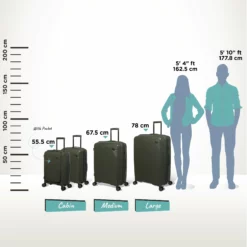 IT Luggage Spontaneous - Large (Olive Night) -UK Suitcase Sales Shop Spontaneous Full set olive Relative Size
