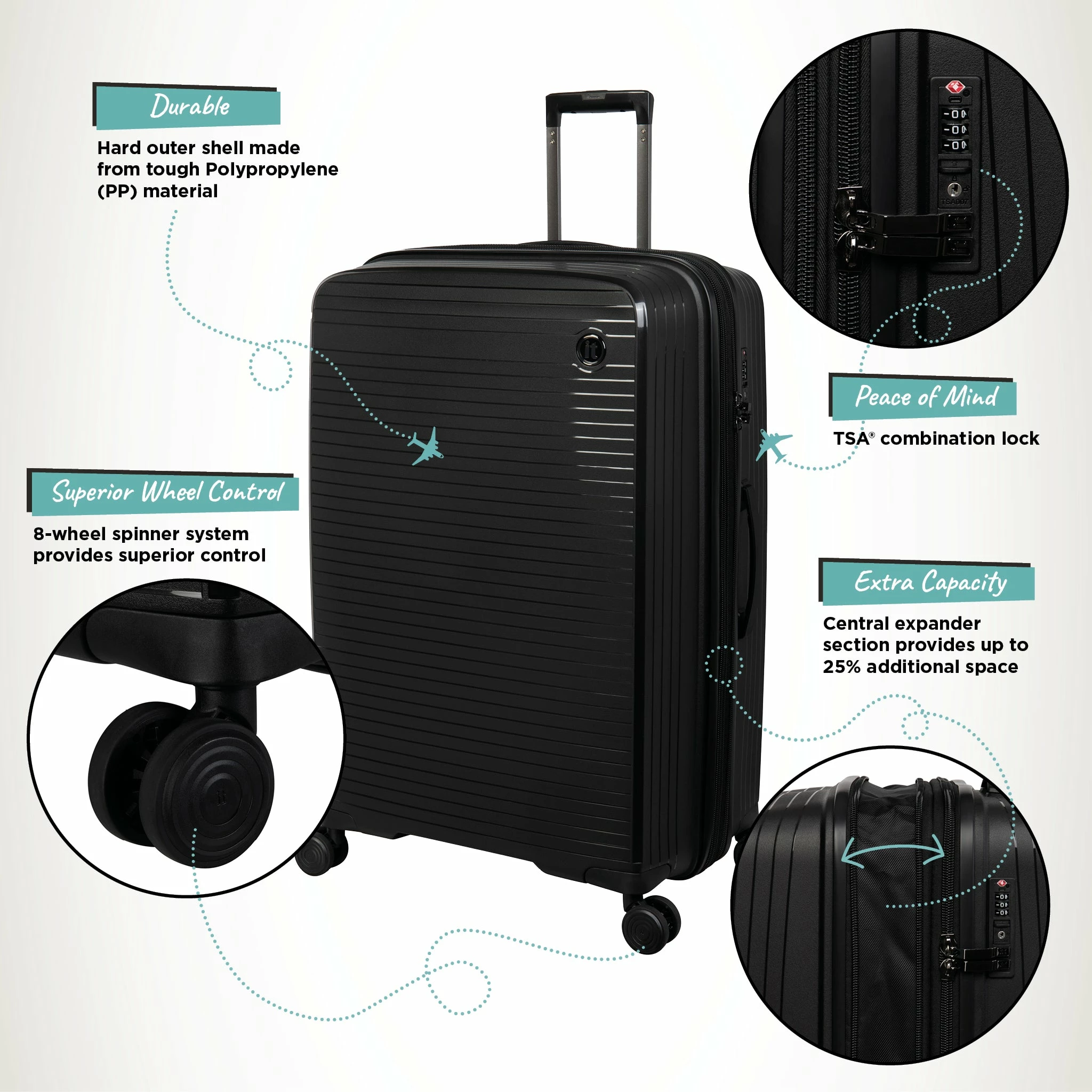 IT Luggage Spontaneous - 3pc Set (Black) 3 IT Luggage Spontaneous - 3pc Set (Black) - Image 3