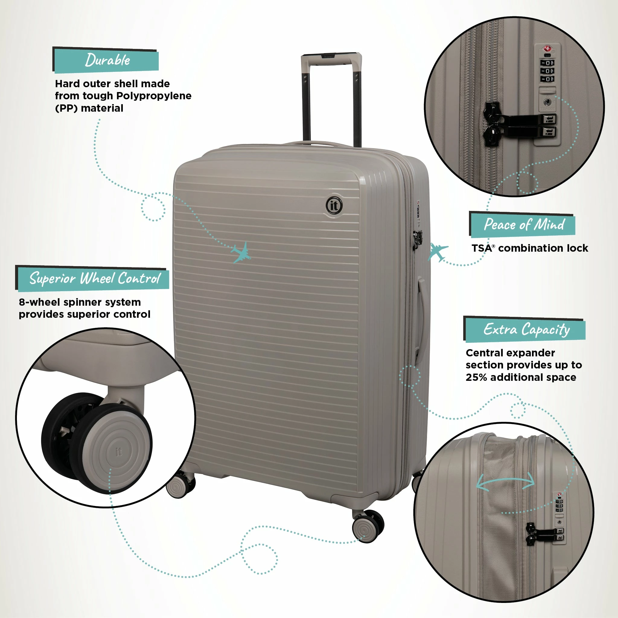 IT Luggage Spontaneous - Medium Plus (Feather Grey) 3 IT Luggage Spontaneous - Medium Plus (Feather Grey) - Image 3