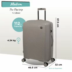 IT Luggage Spontaneous - Medium Plus (Feather Grey) 25 IT Luggage Spontaneous - Medium Plus (Feather Grey) -UK Suitcase Sales Shop Spontaneous Med Feather dims weights