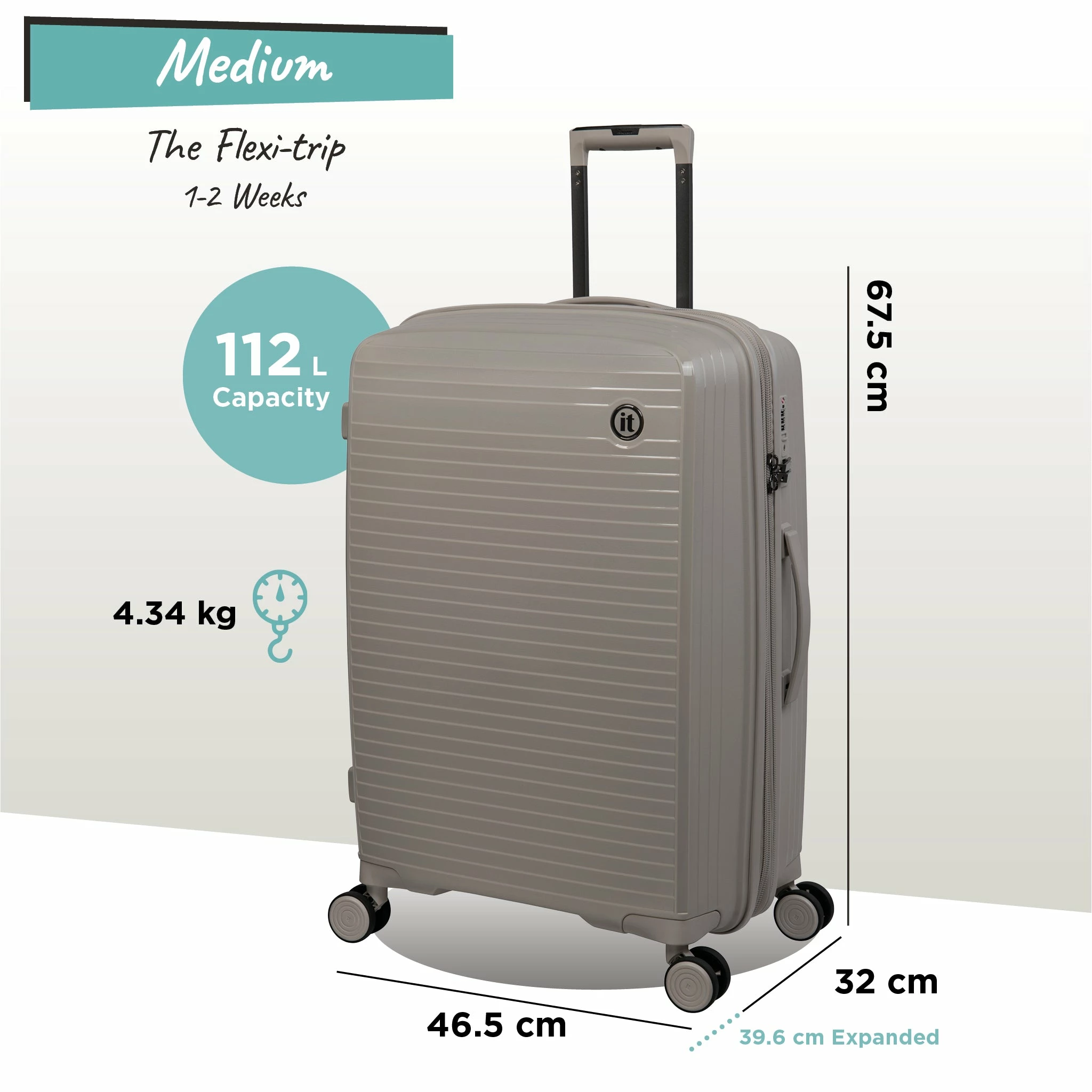 IT Luggage Spontaneous - Medium Plus (Feather Grey) 12 IT Luggage Spontaneous - Medium Plus (Feather Grey) - Image 12