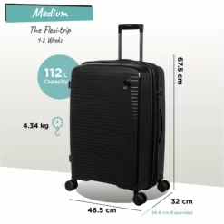 IT Luggage Spontaneous - Medium Plus (Black) -UK Suitcase Sales Shop Spontaneous Med blk dims weights