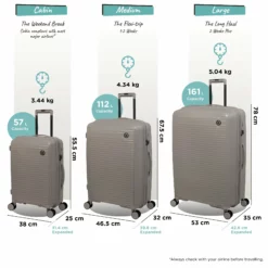 IT Luggage Spontaneous - 3pc Set (Feather Grey) -UK Suitcase Sales Shop Spontaneous Set Feather dims weights