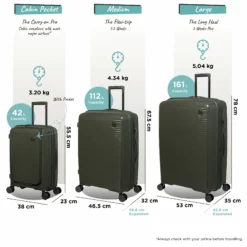 IT Luggage Spontaneous II - Cabin With Pocket (Olive Night) -UK Suitcase Sales Shop Spontaneous Set Pocket olive dims weights 77c88748 70dc 46d3 b9d8 bc5c73f8b6b9