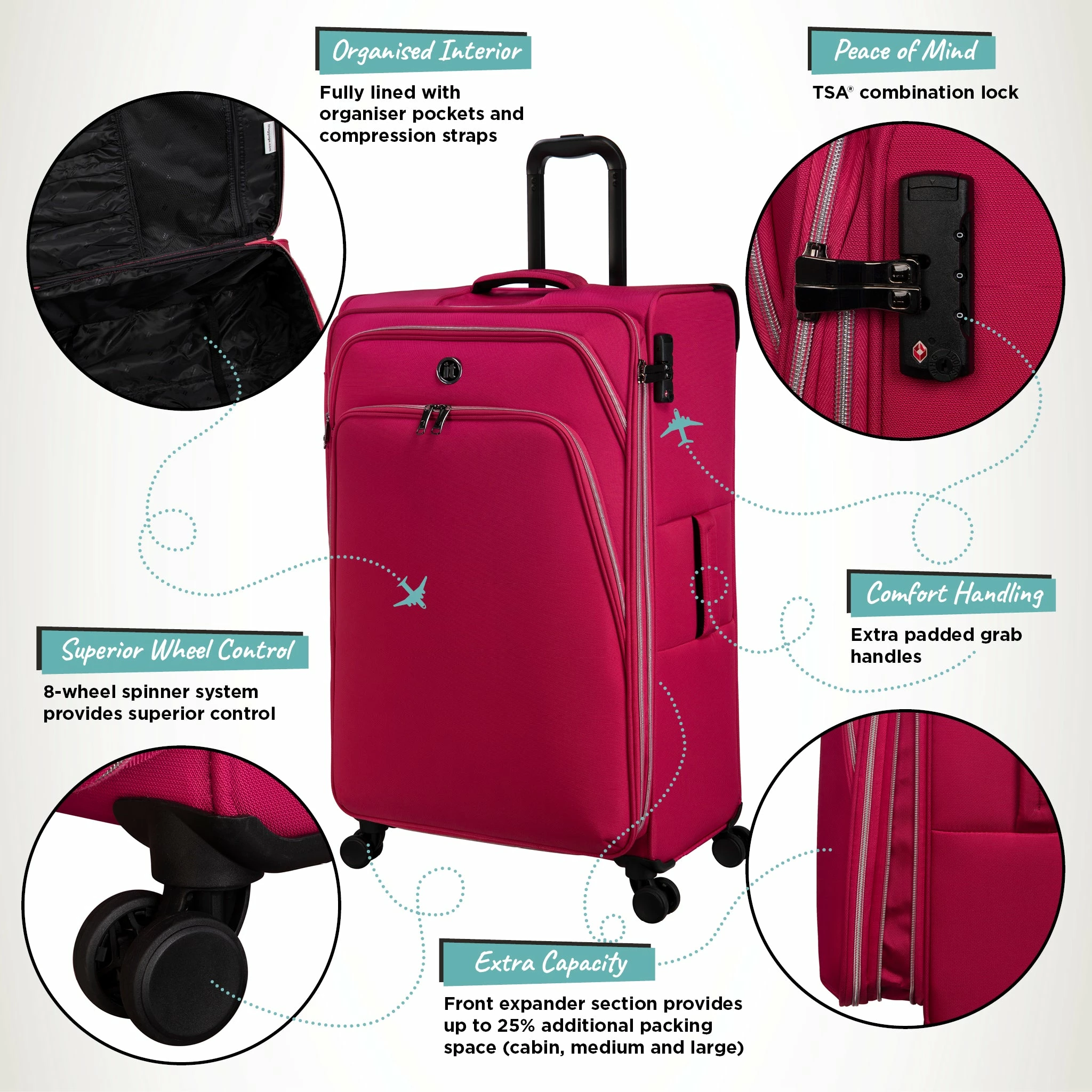 IT Luggage Trinary - Medium (Viva Magenta) 3 IT Luggage Trinary - Medium (Viva Magenta) - Image 3